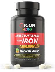 ICON Nutrition Kids Chewable Multivitamins with Iron - 60 Tabs Tropical